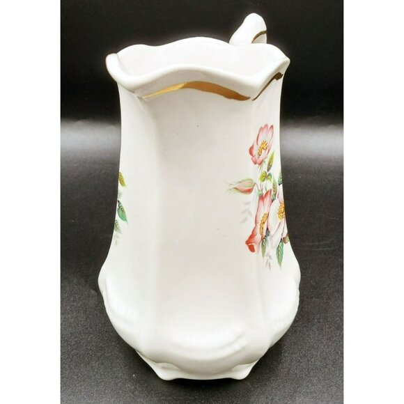 House of Webster Vintage Floral Pitcher 16oz Porcelain Gold Trim Victorian Style - Picture 6 of 15